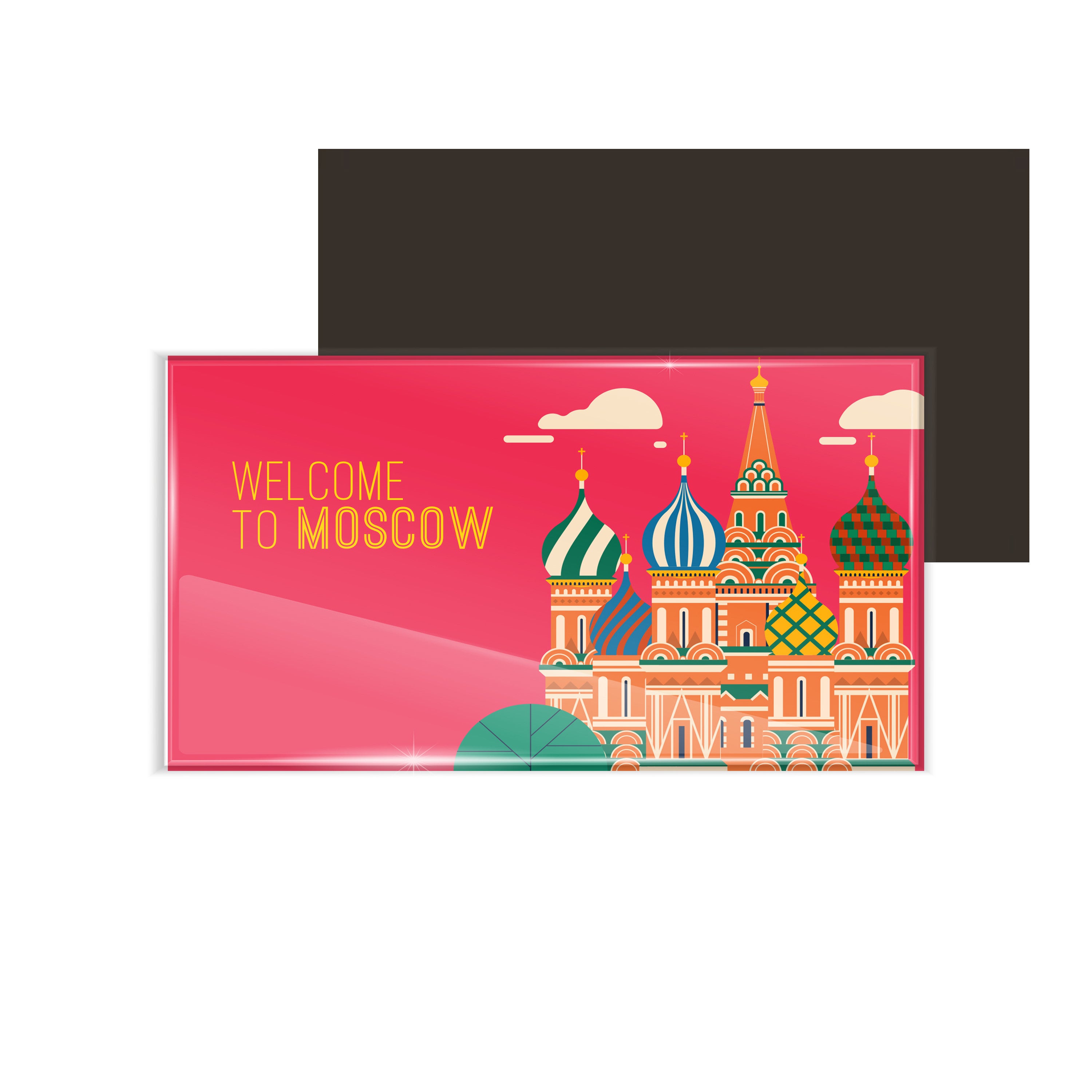 dhcrafts Fridge Magnet Rectangle Acrylic Glass (8.6 x 5.4 cm) Multicolor Travel Moscow Design Pack of 1